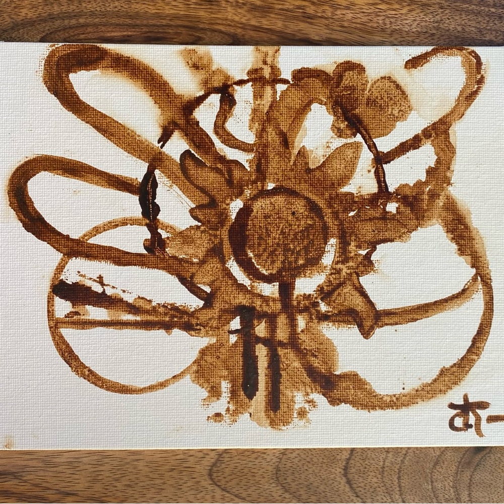 Original Coffee Art Abstract Painting